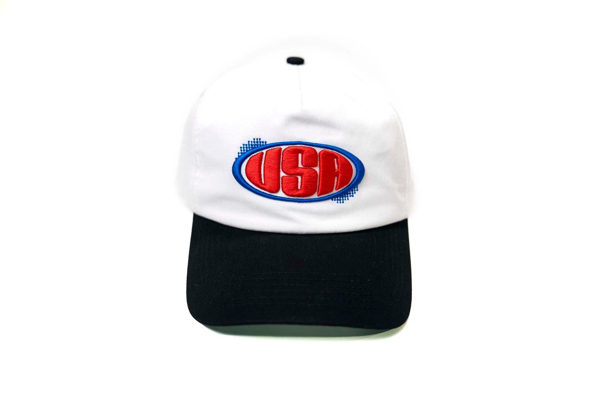 Precurved USA cap - BLACK / WHITE