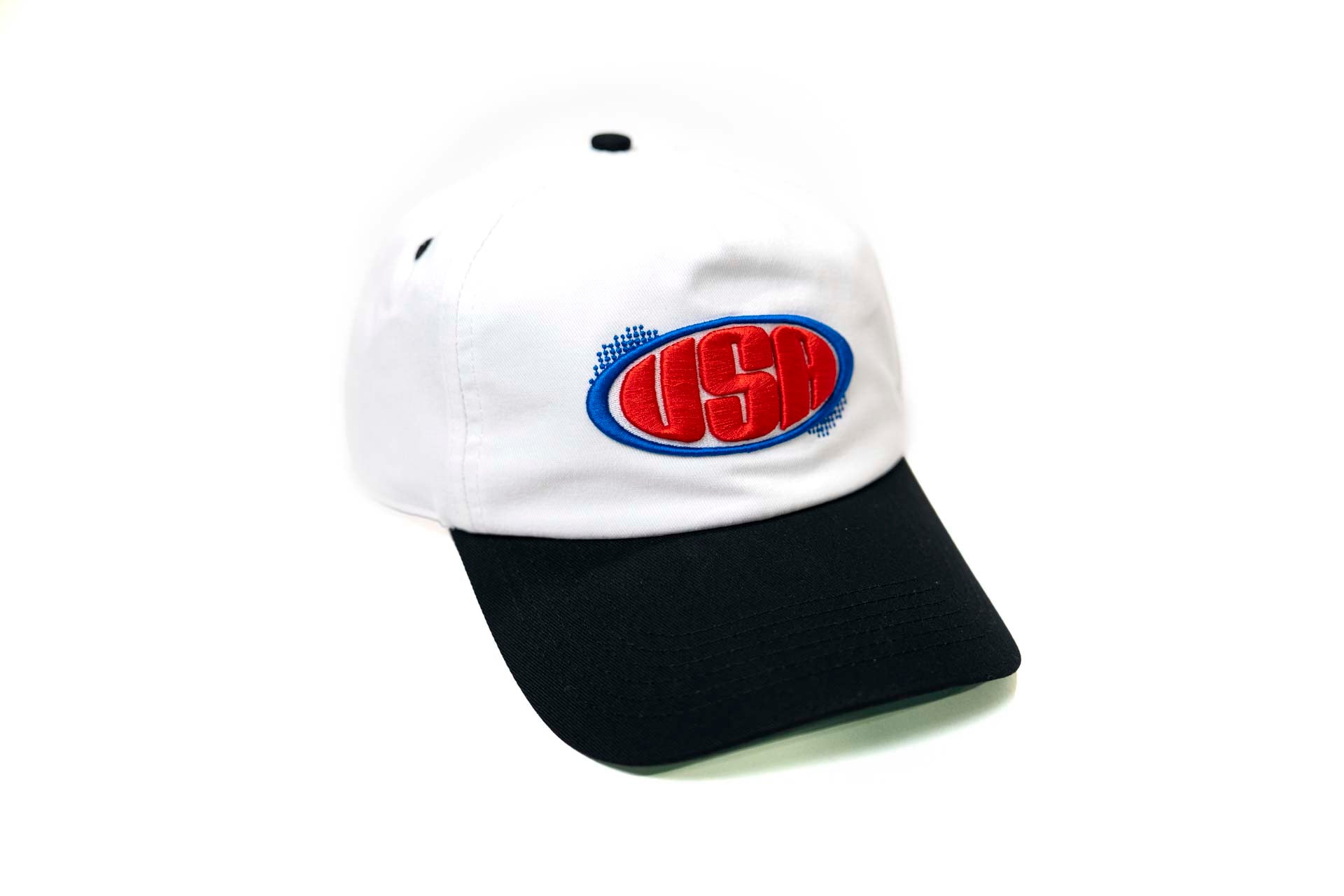 Precurved USA cap - BLACK / WHITE