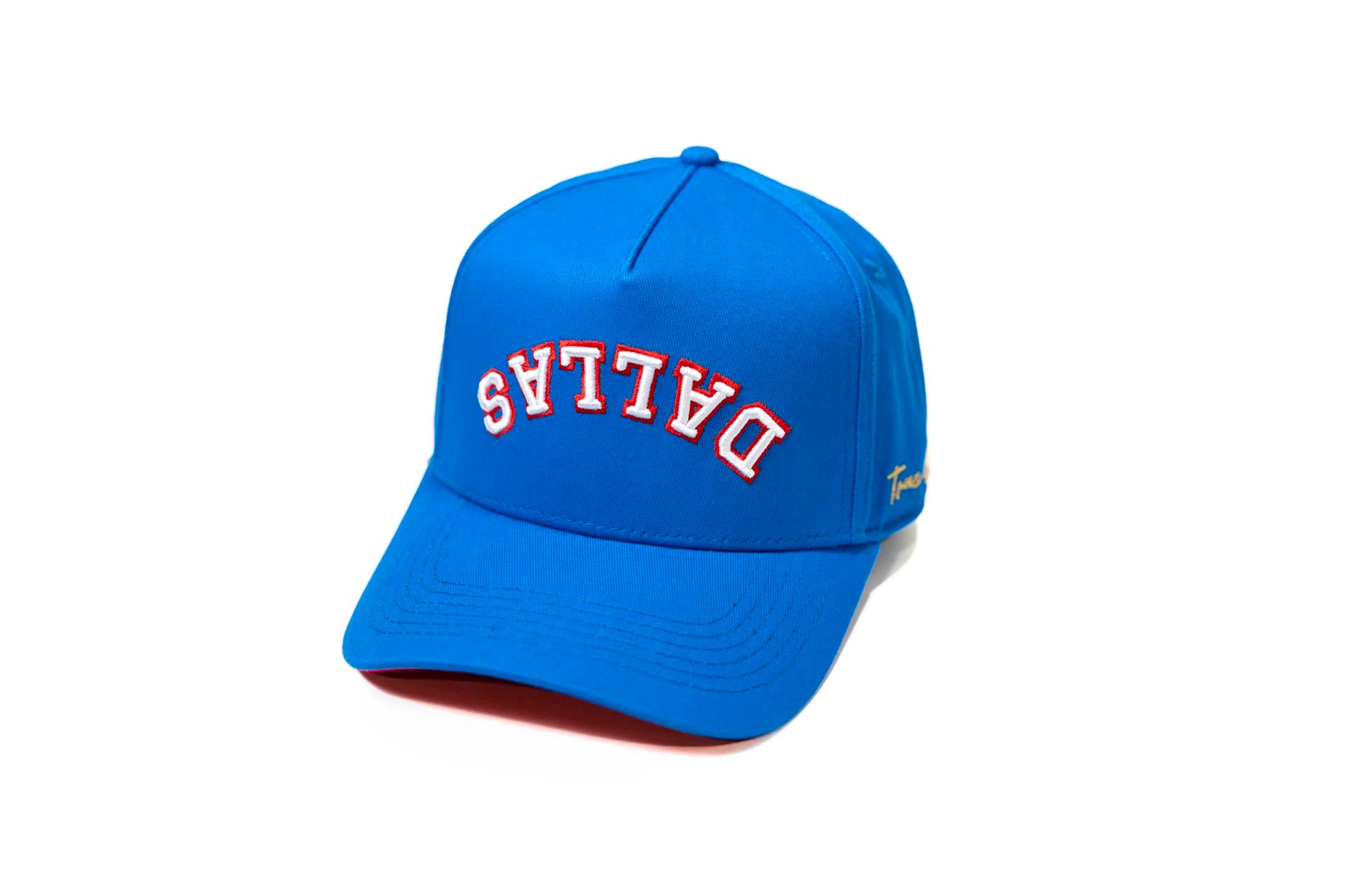 LC - Precurved Dallas snapback - TRUE BLUE (White w/ Red)