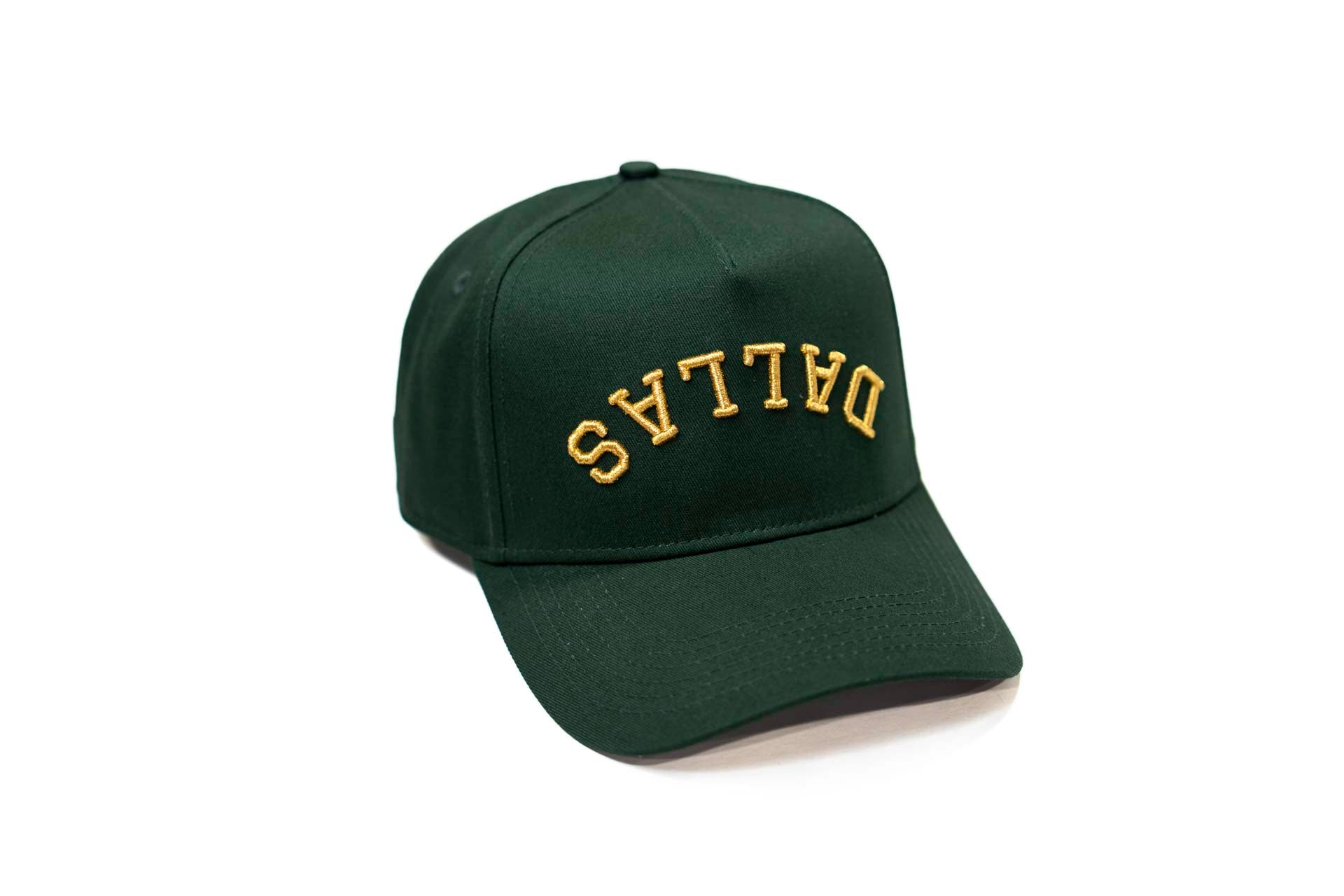 Precurved Dallas snapback - FOREST GREEN (w/gold)