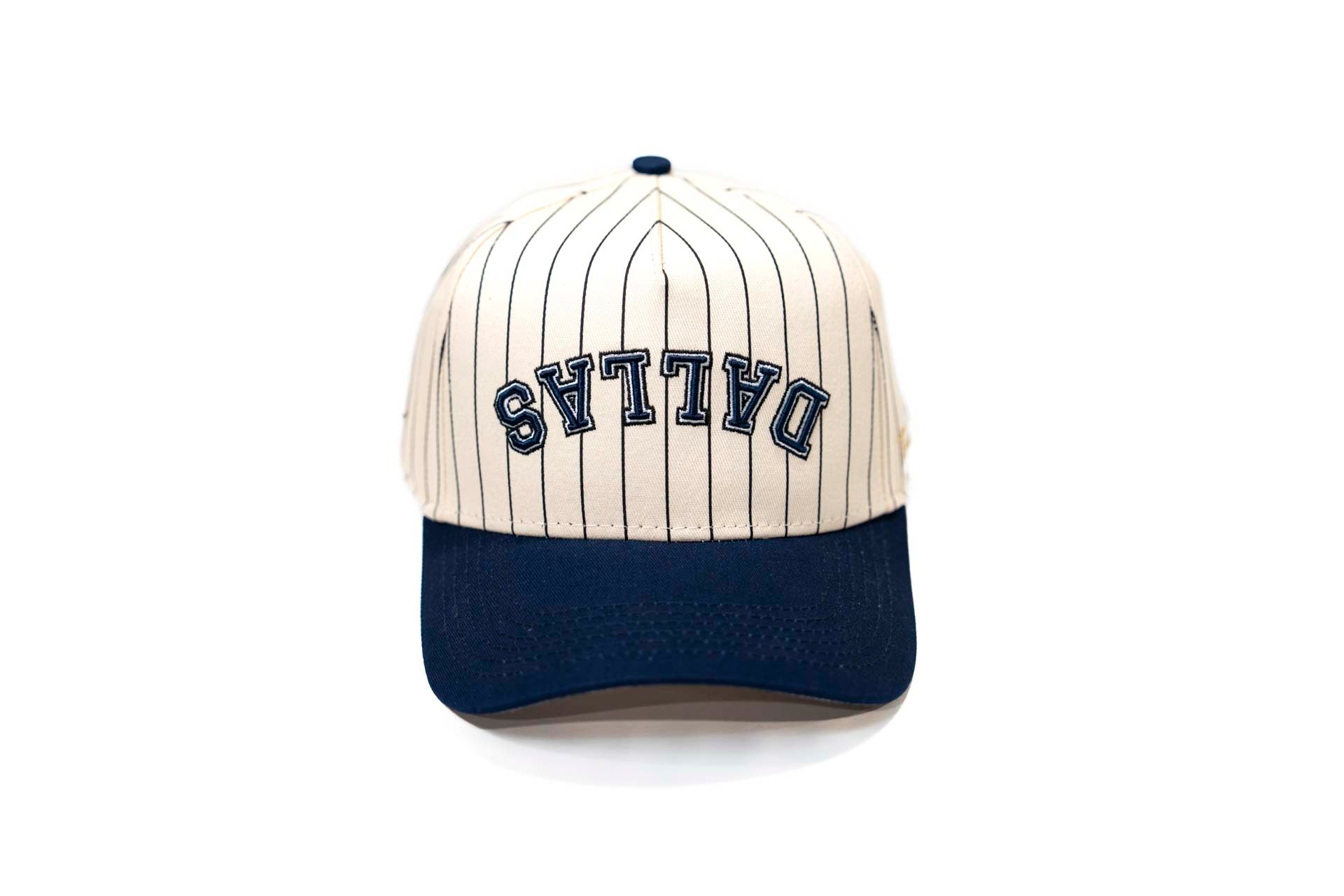 Precurved Dallas snapback (Pinstripe) - NAVY/OFFWHITE