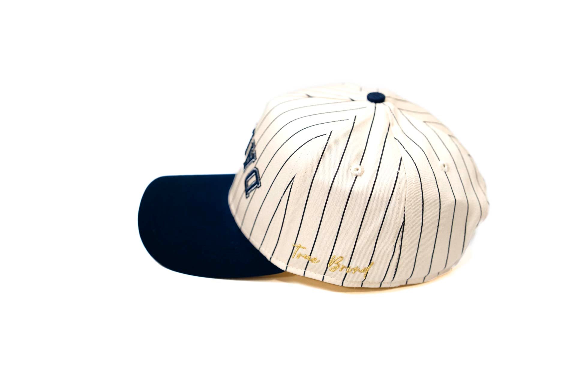 Precurved Dallas snapback (Pinstripe) - NAVY/OFFWHITE