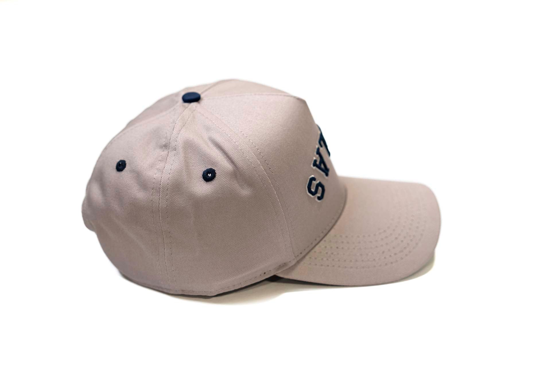 Precurved Dallas snapback - GRAY w/ navy accents