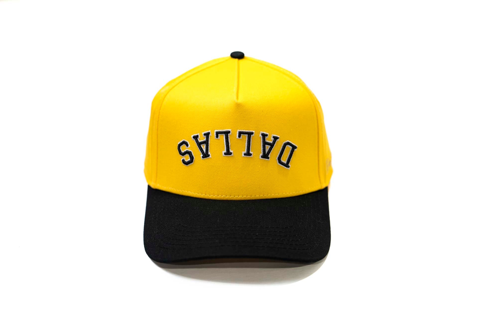 " Lemon " - Precurved Dallas snapback - BLACK / LEMON