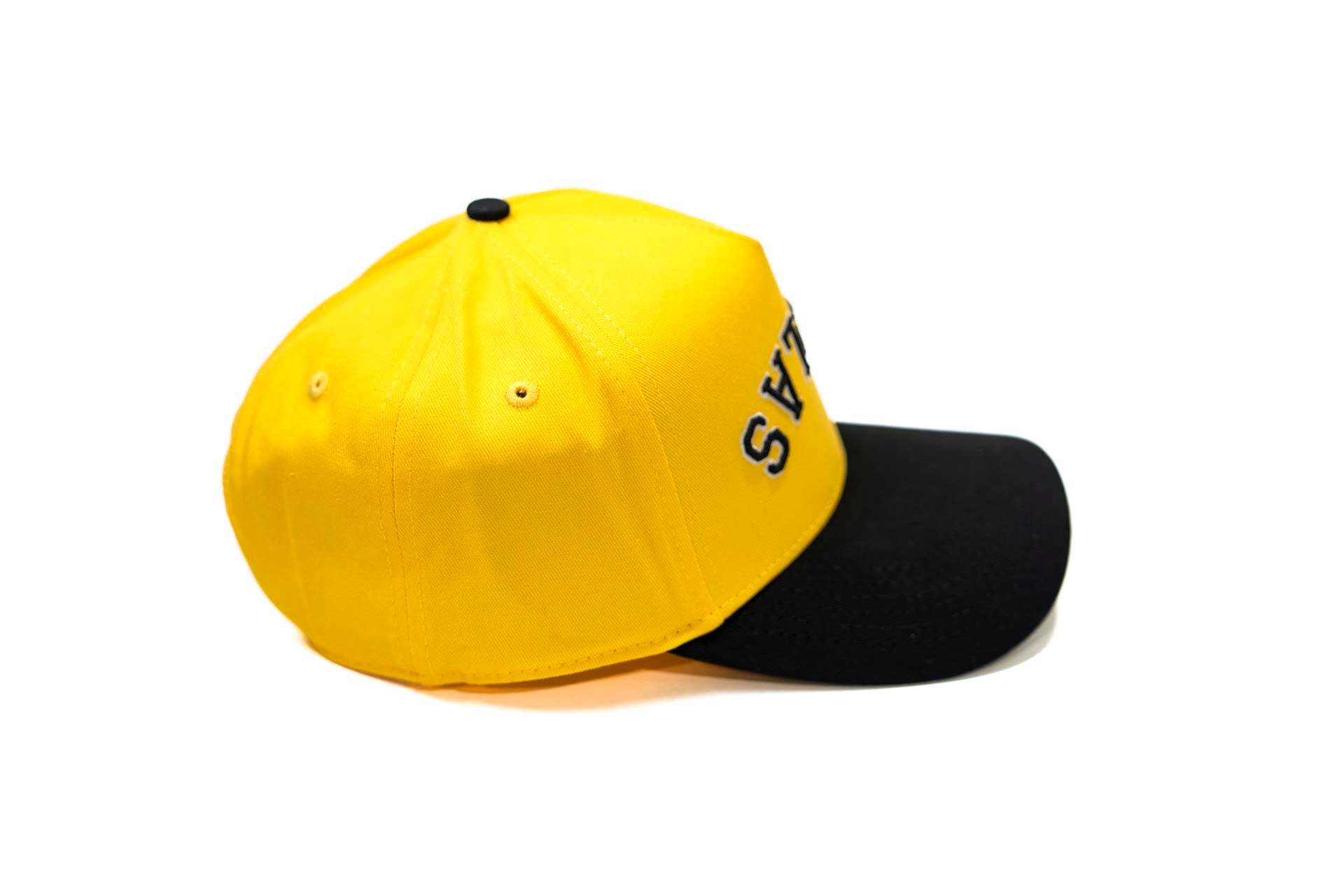 " Lemon " - Precurved Dallas snapback - BLACK / LEMON