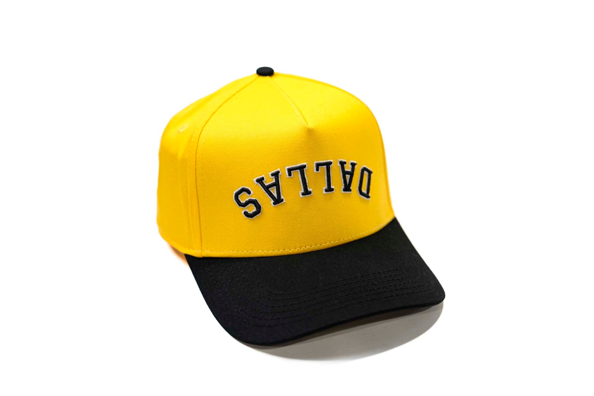 " Lemon " - Precurved Dallas snapback - BLACK / LEMON
