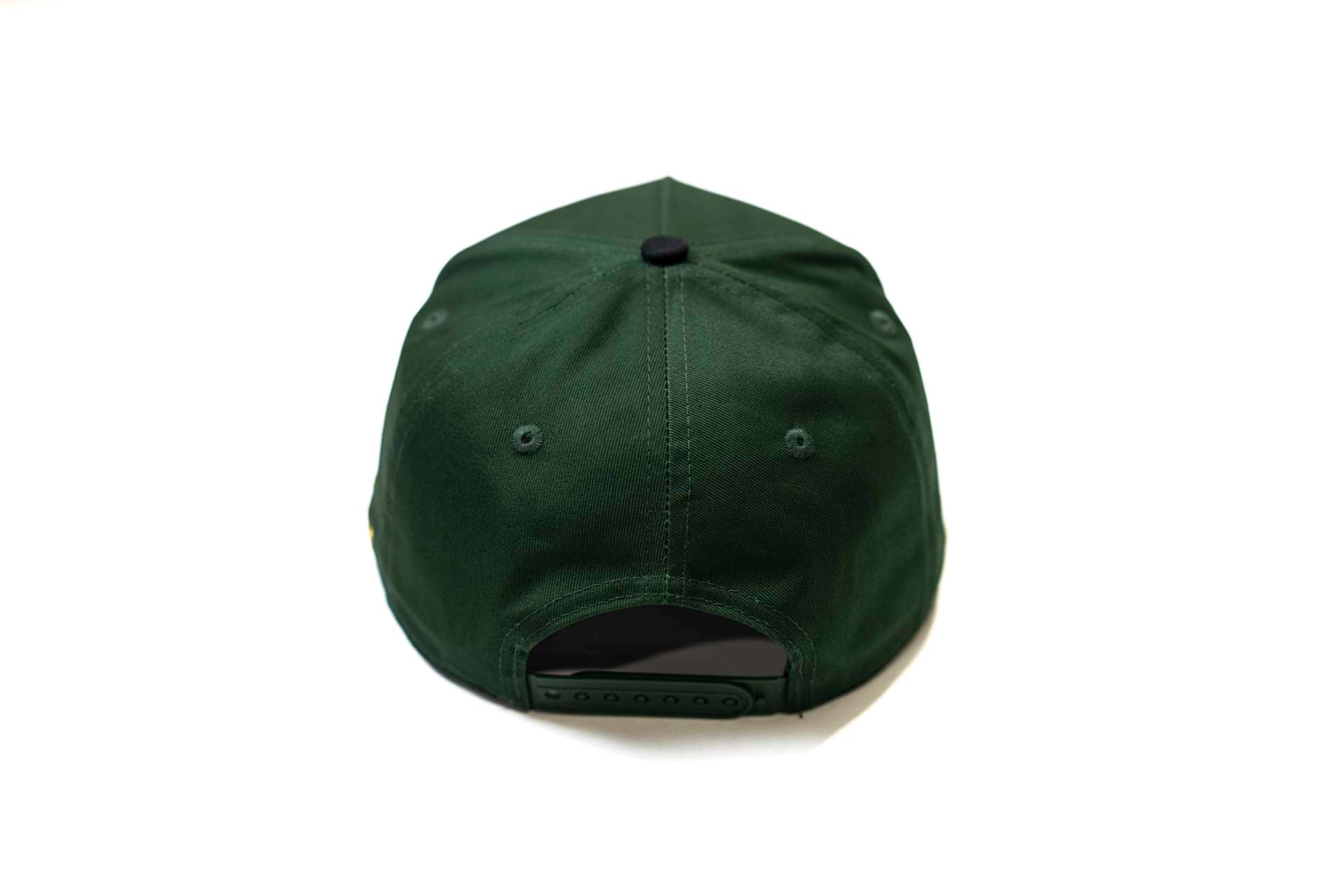 Precurved Dallas snapback - BLACK / FOREST GREEN w/gold