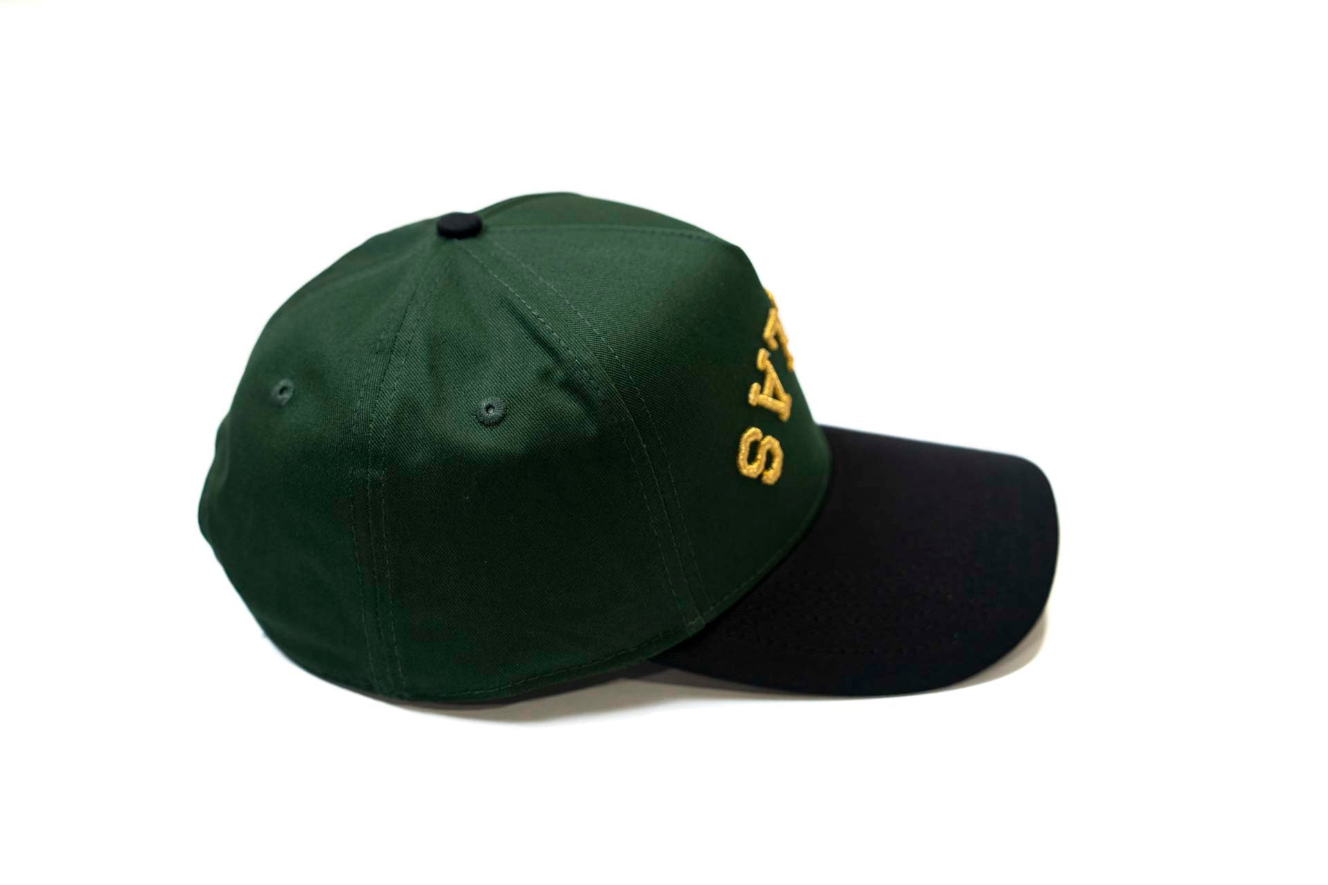 Precurved Dallas snapback - BLACK / FOREST GREEN w/gold