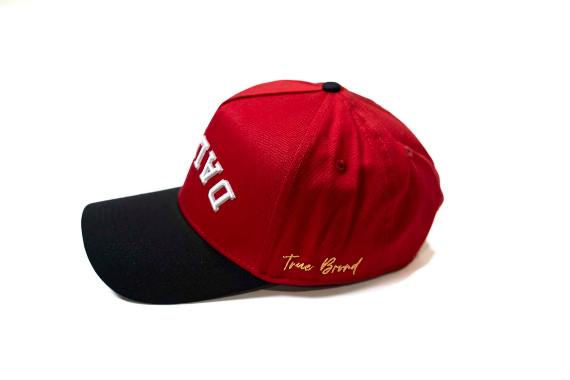 " Cherry " - Precurved Dallas snapback - BLACK / CHERRY