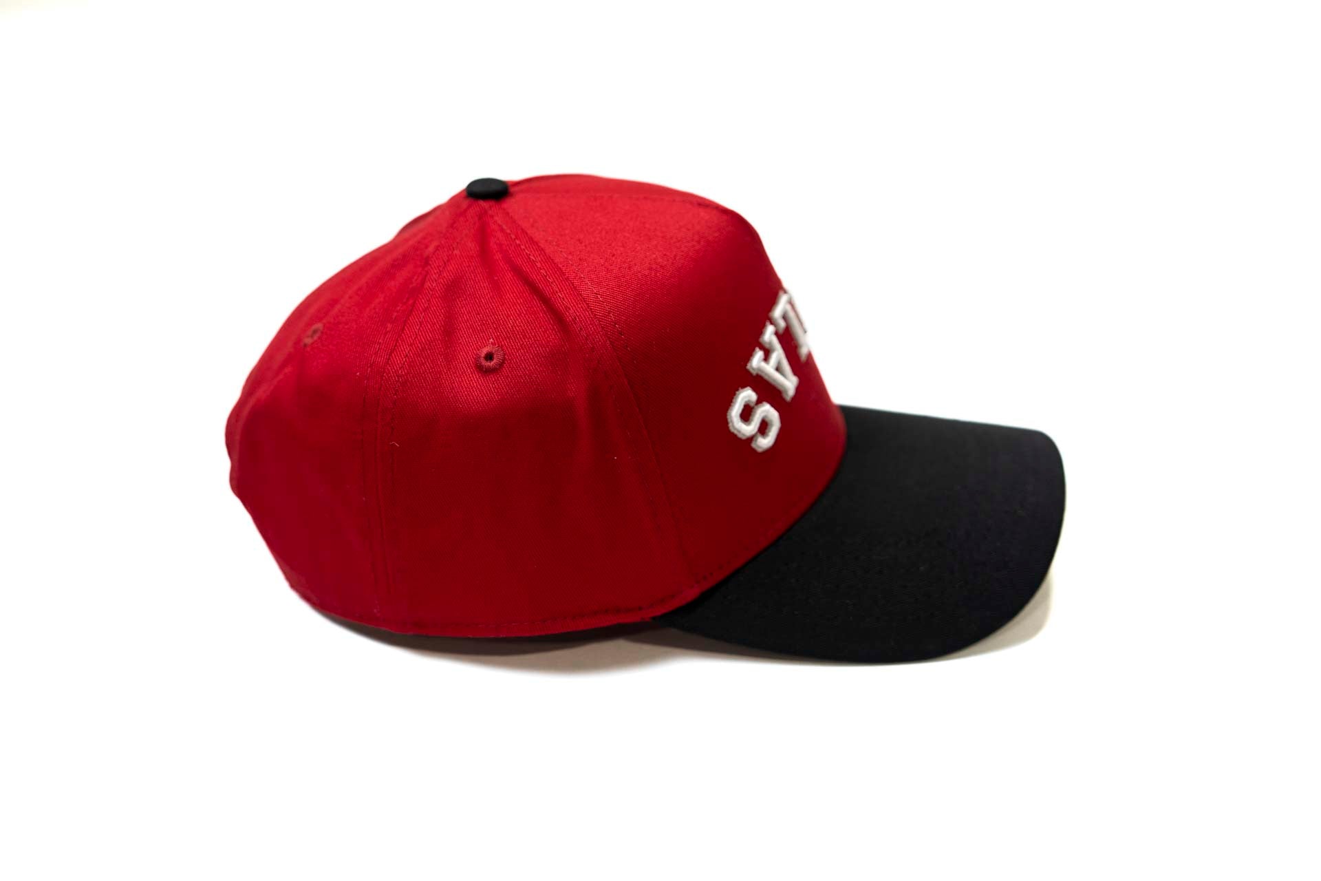 " Cherry " - Precurved Dallas snapback - BLACK / CHERRY