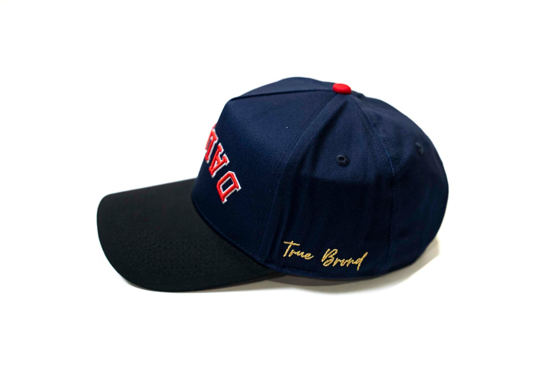 Precurved Dallas snapback - BLACK / NAVY w/red