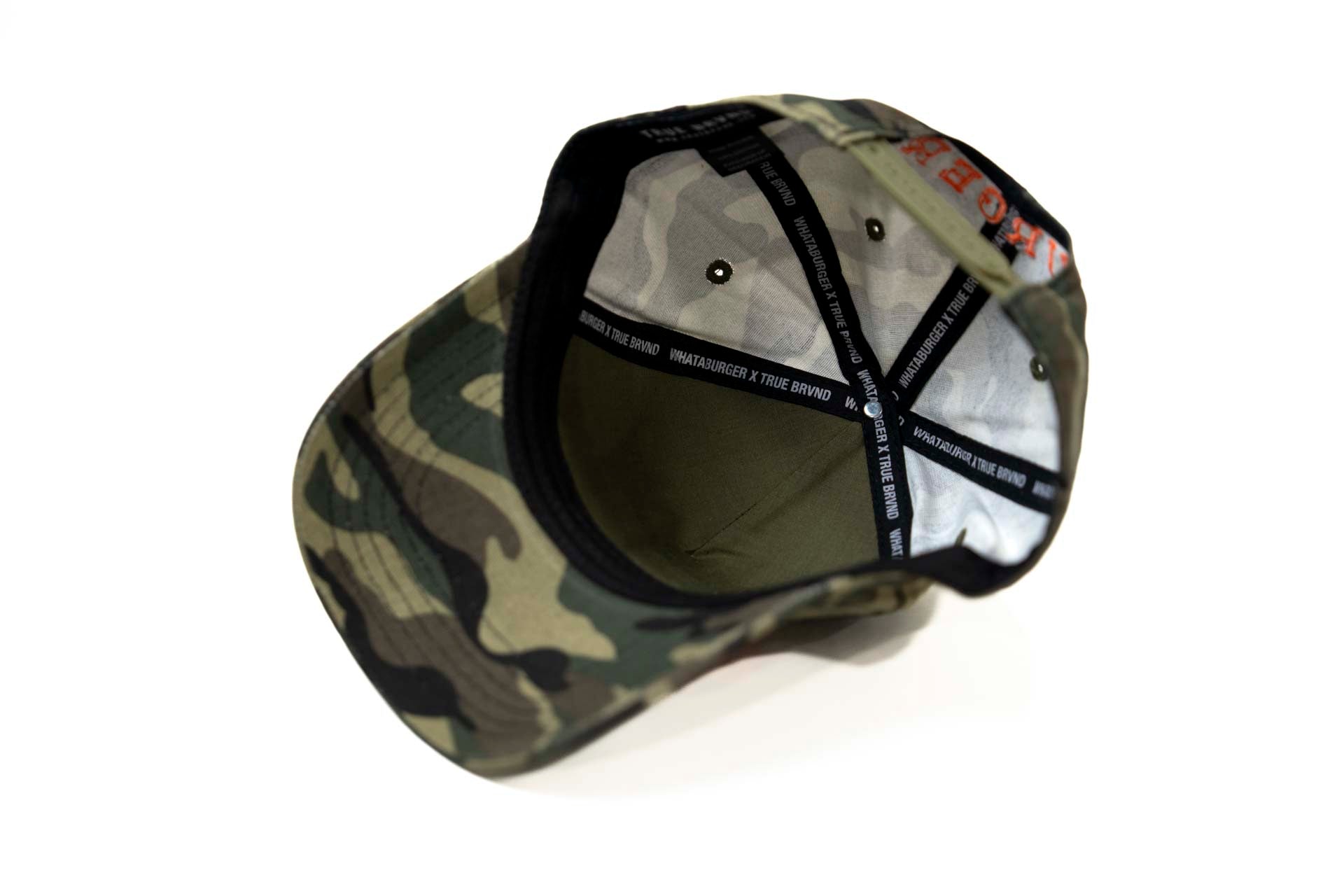 WHATABURGER snapback - CAMO w/ orange