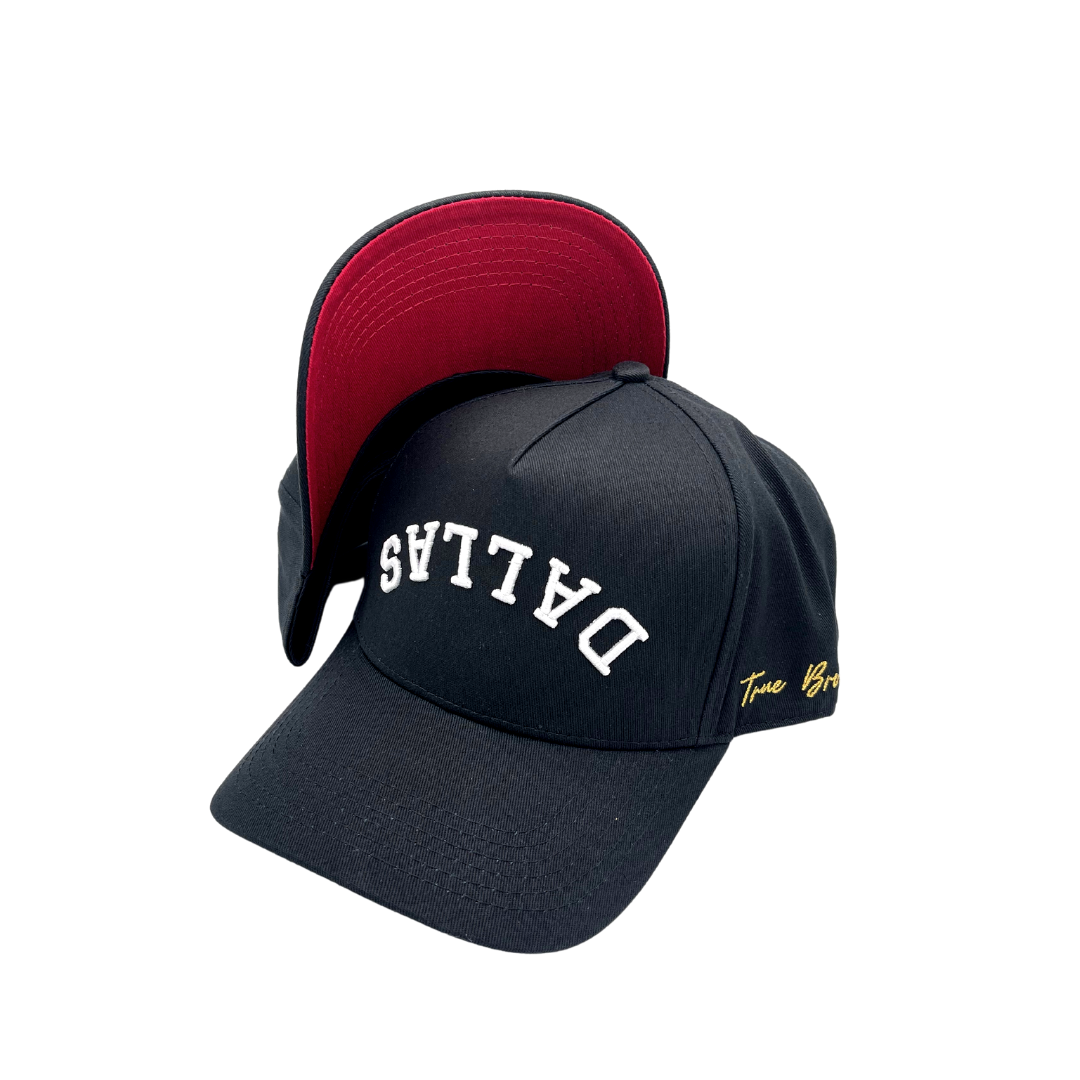Cherry underbill Precurved Dallas snapback - BLACK
