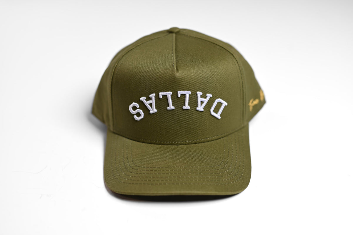 Upside Down Dallas snapback - OLIVE – True Brvnd