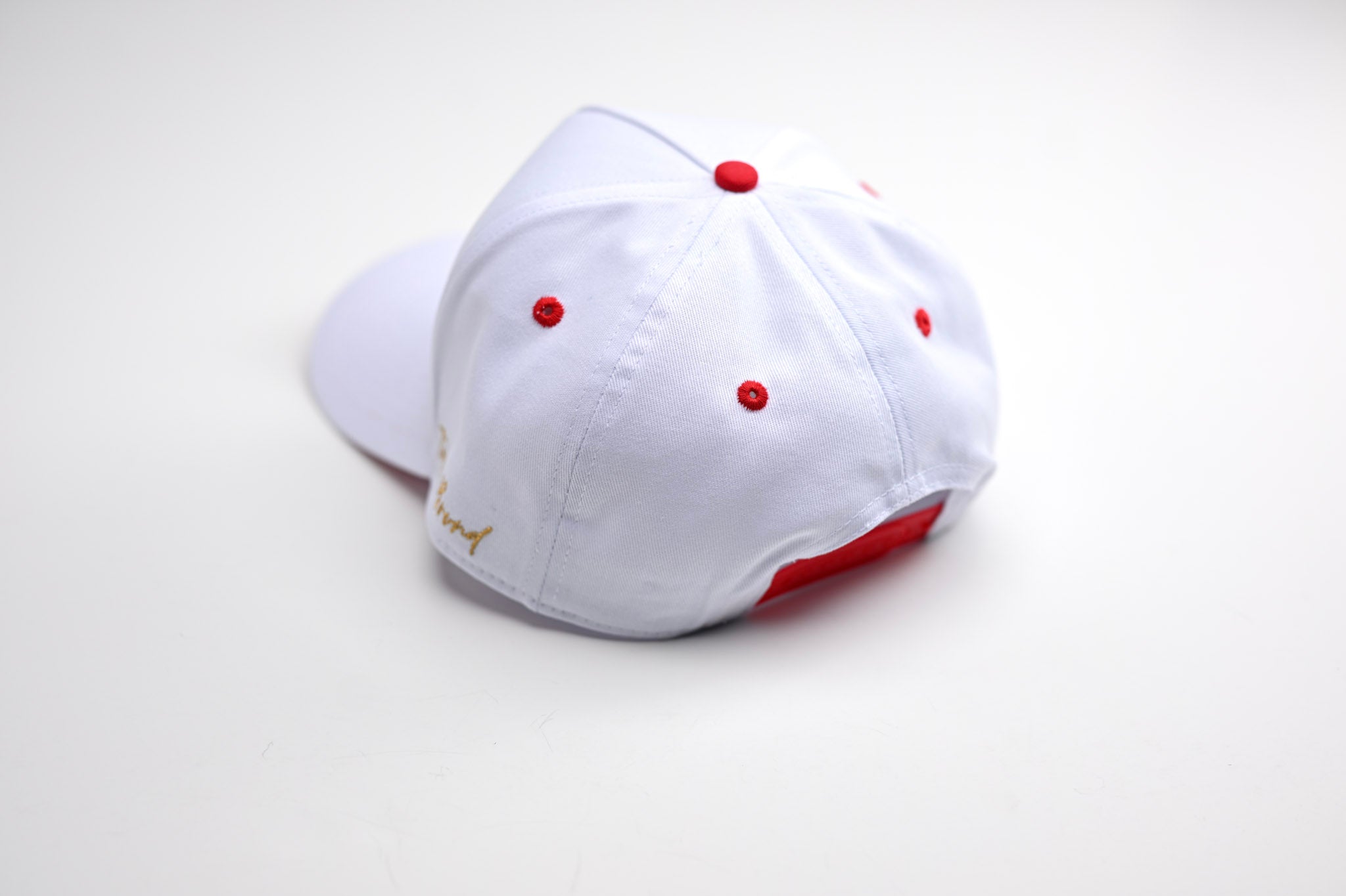 Precurved Dallas snapback - WHITE w/ RED ACCENTS