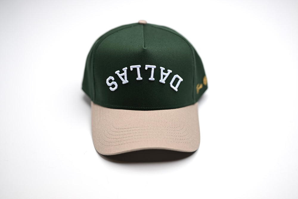 Precurved Dallas snapback - Sand/Forest Green