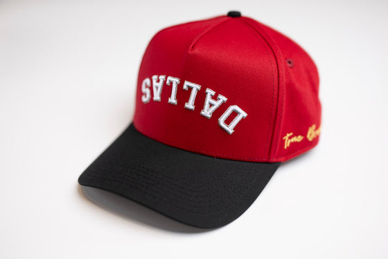 " Cherry " - Precurved Dallas snapback - BLACK / CHERRY