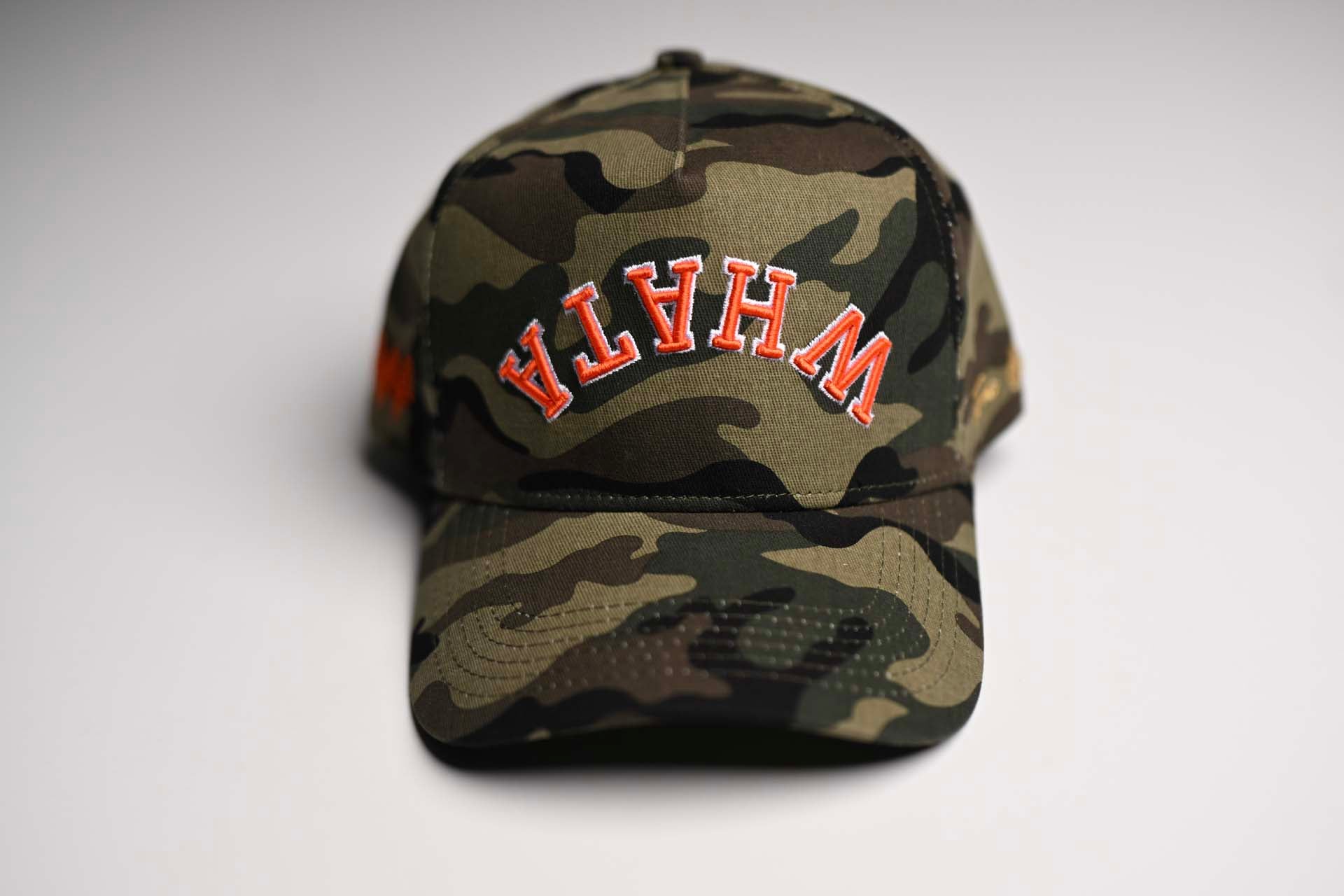 WHATABURGER snapback - CAMO w/ orange