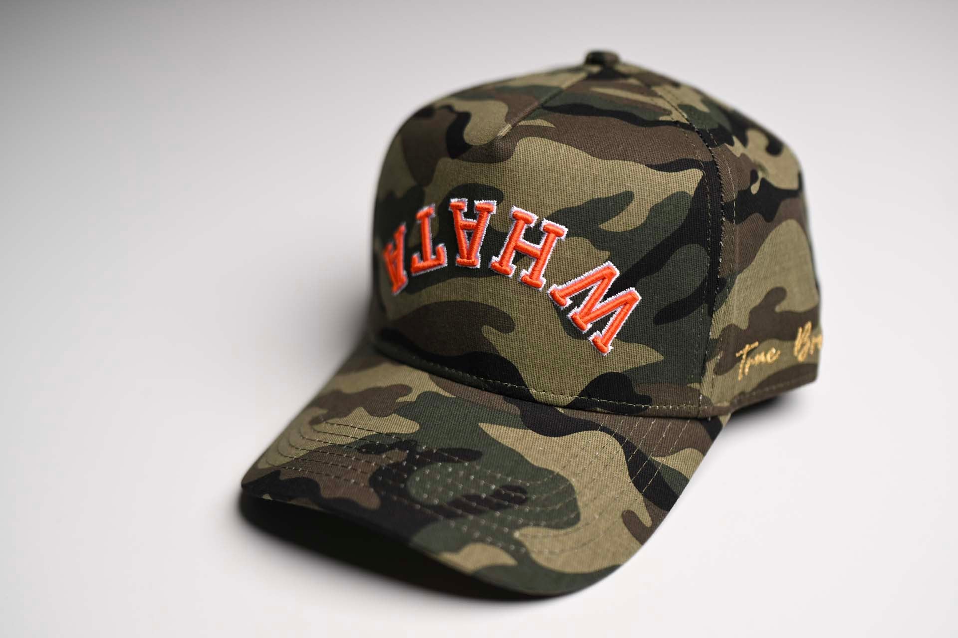 WHATABURGER snapback - CAMO w/ orange