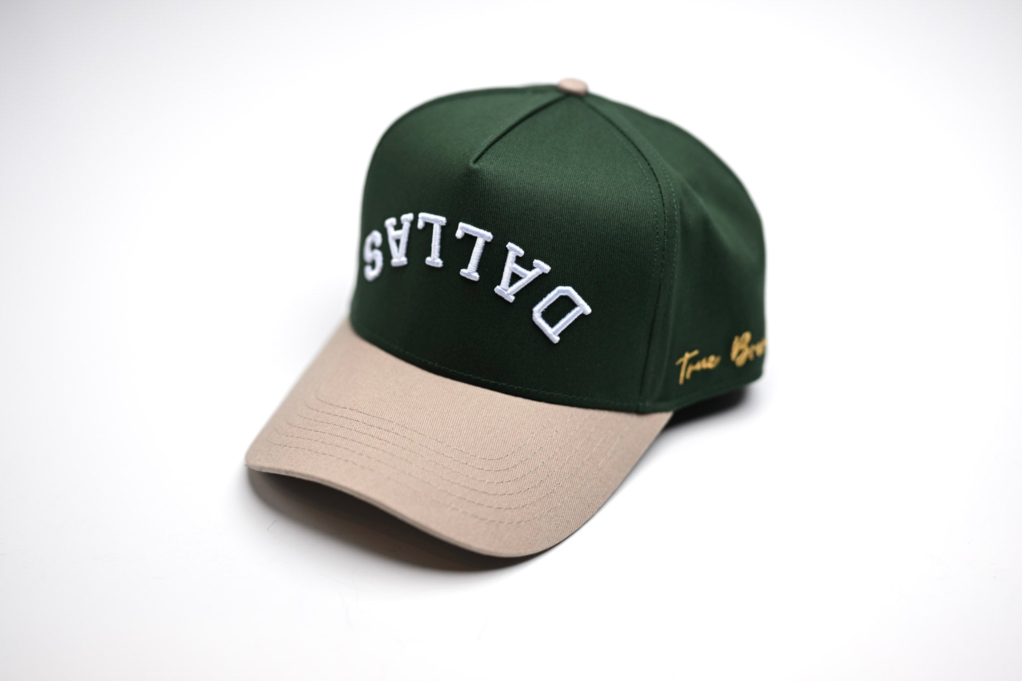 Precurved Dallas snapback - Sand / Forest Green