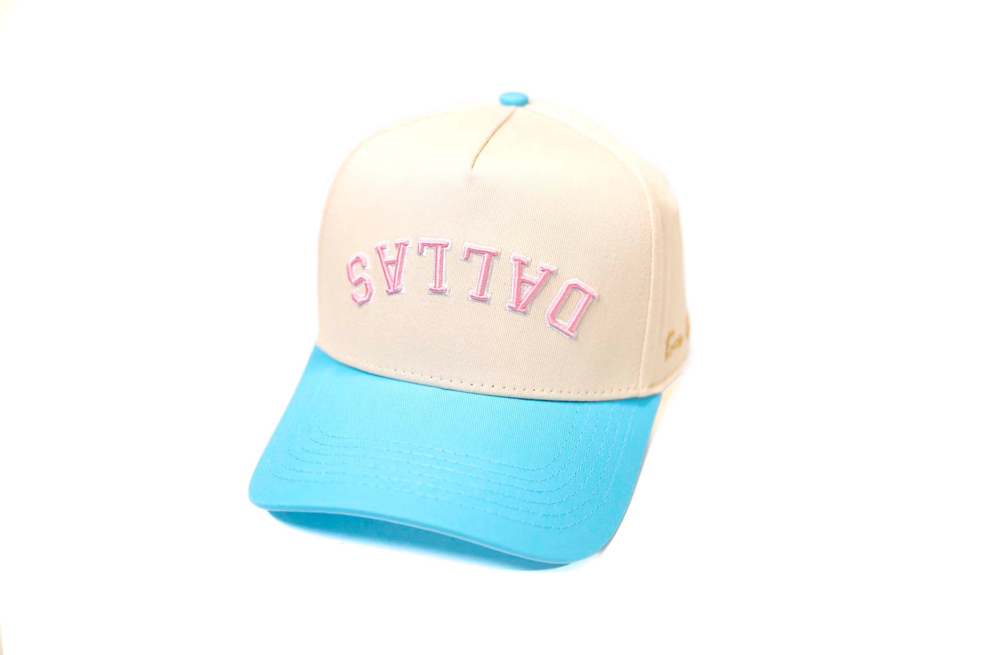Upside Down Dallas Snapback - BABY BLUE / OFFWHITE (w/ Pink)