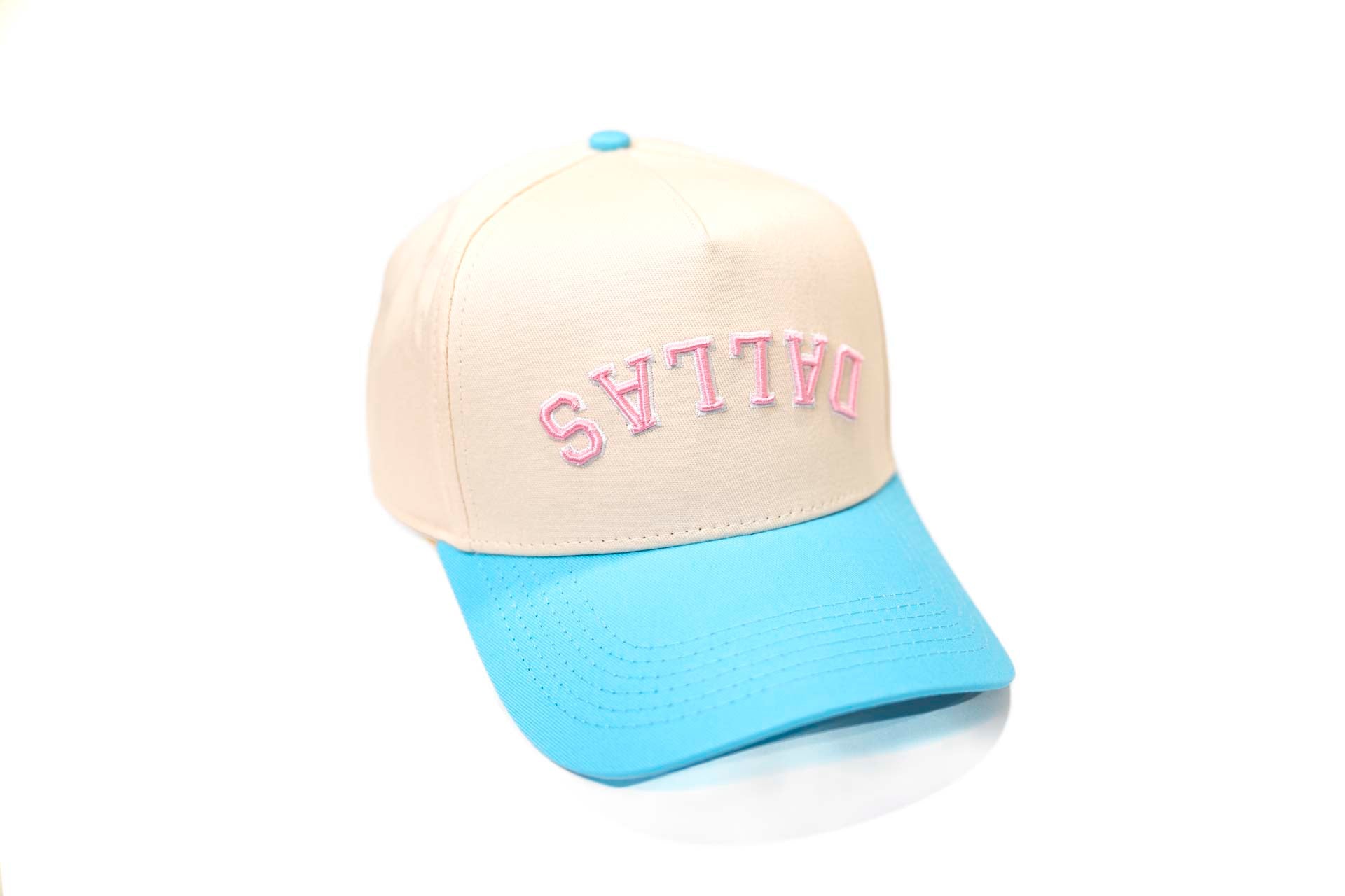 Upside Down Dallas Snapback - BABY BLUE / OFFWHITE (w/ Pink)