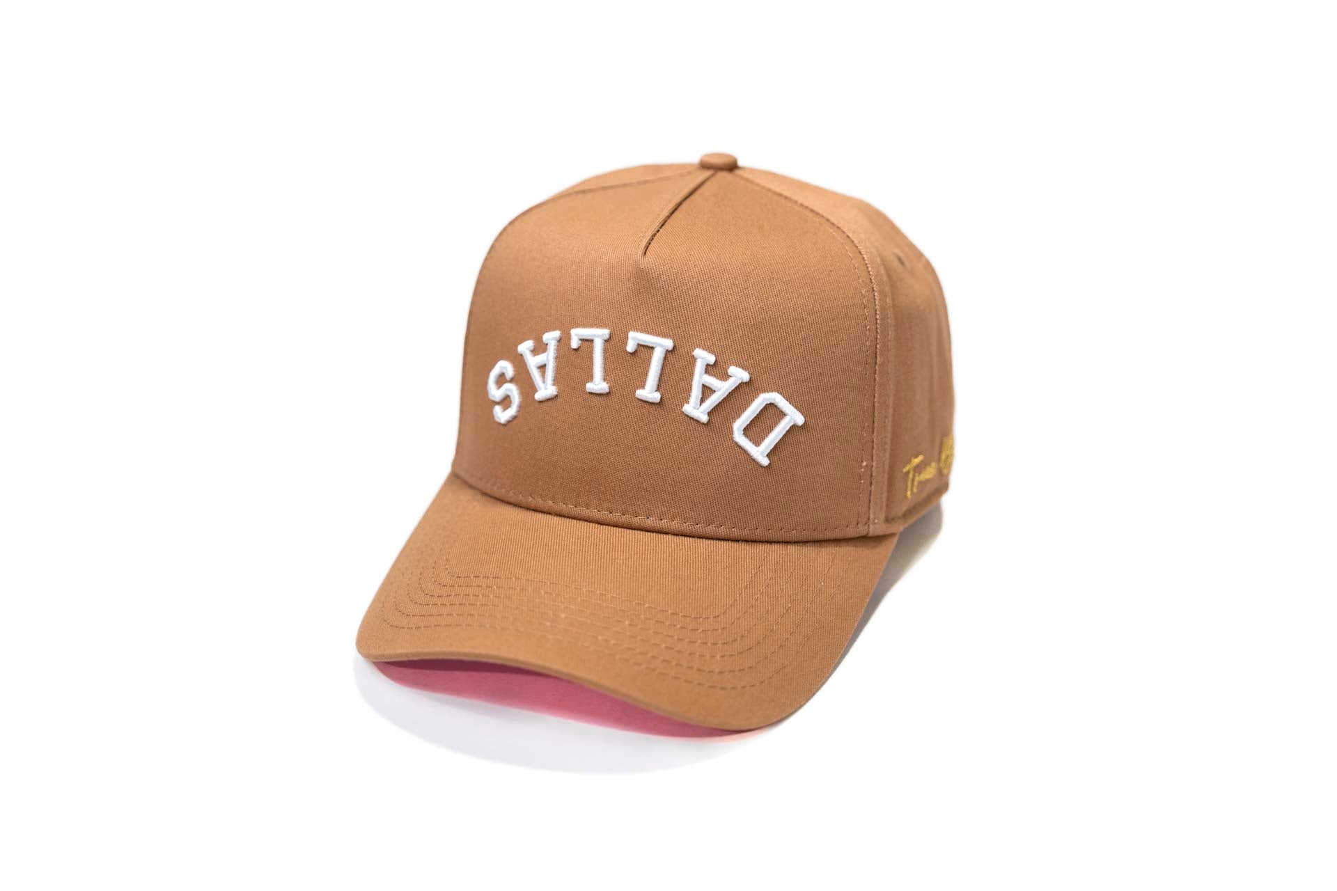Precurved Dallas snapback - LITE BROWN w/pink (ICE CREAM)