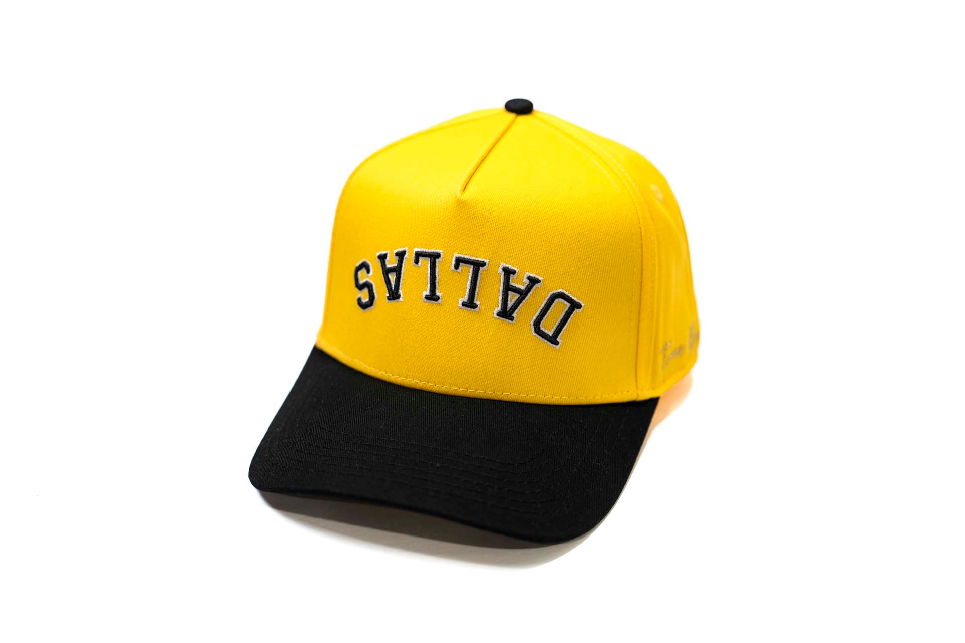 " Lemon " - Precurved Dallas snapback - BLACK / LEMON