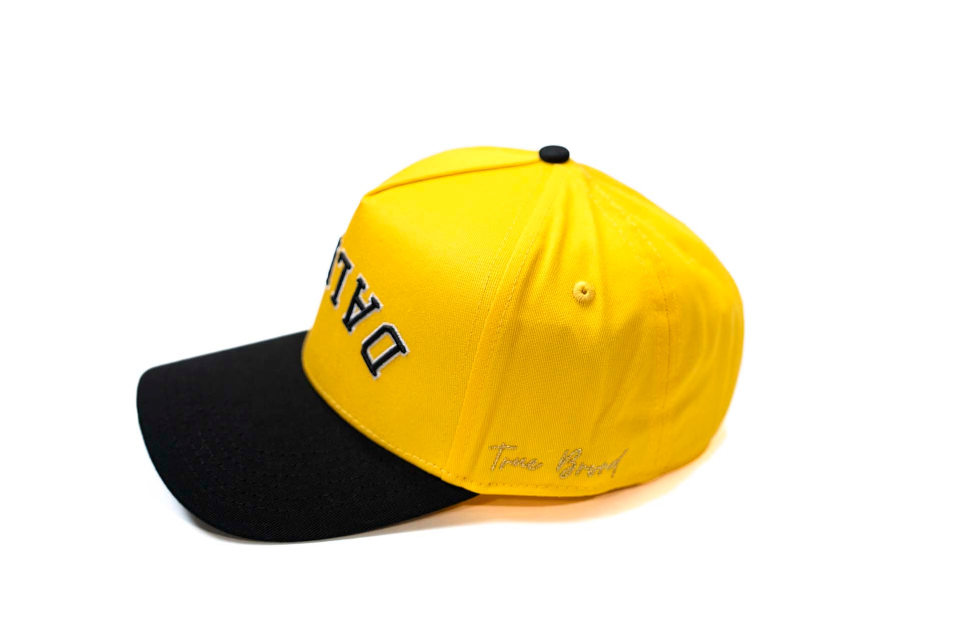 " Lemon " - Precurved Dallas snapback - BLACK / LEMON