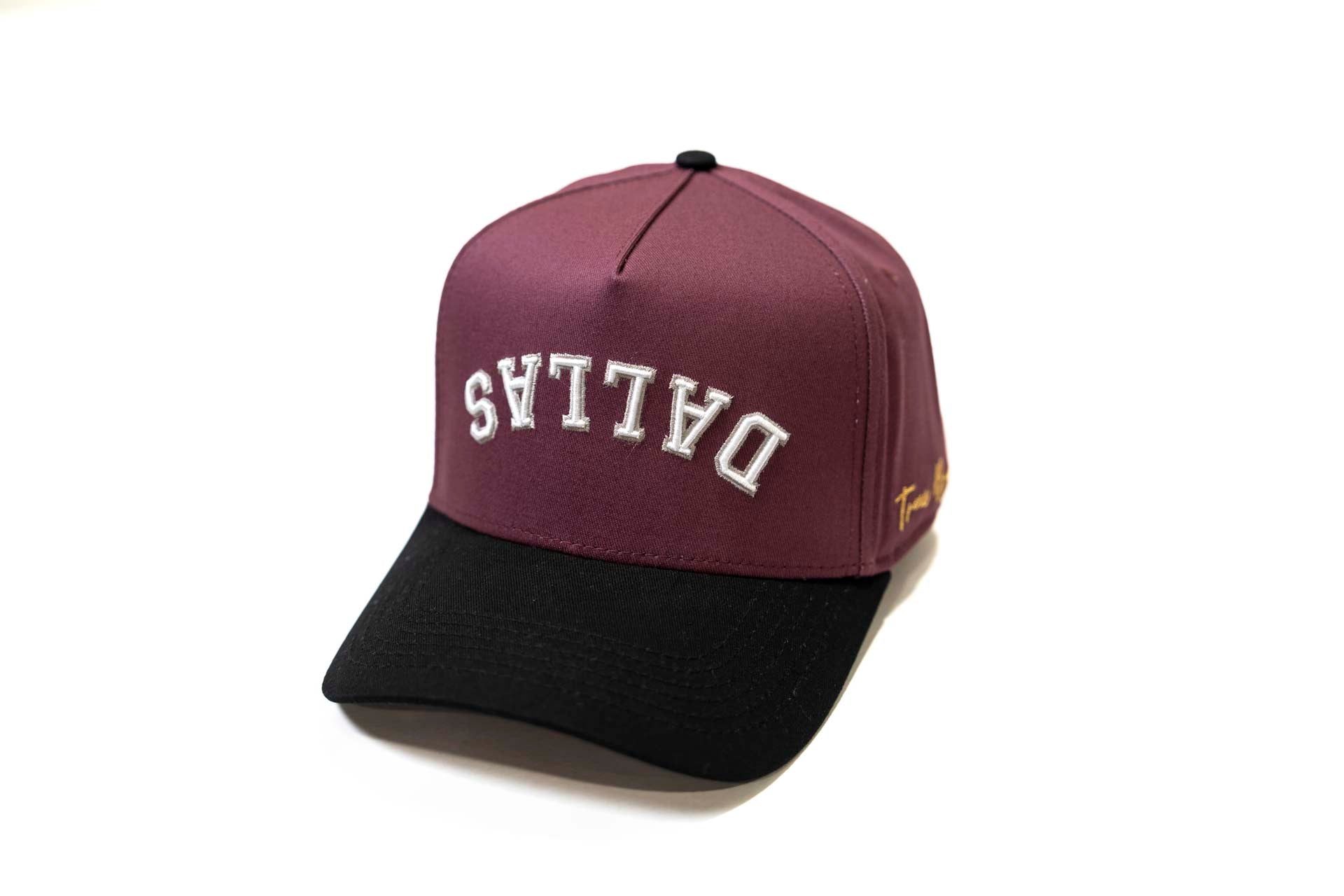 " Plum " - Precurved Dallas snapback - BLACK / MAROON