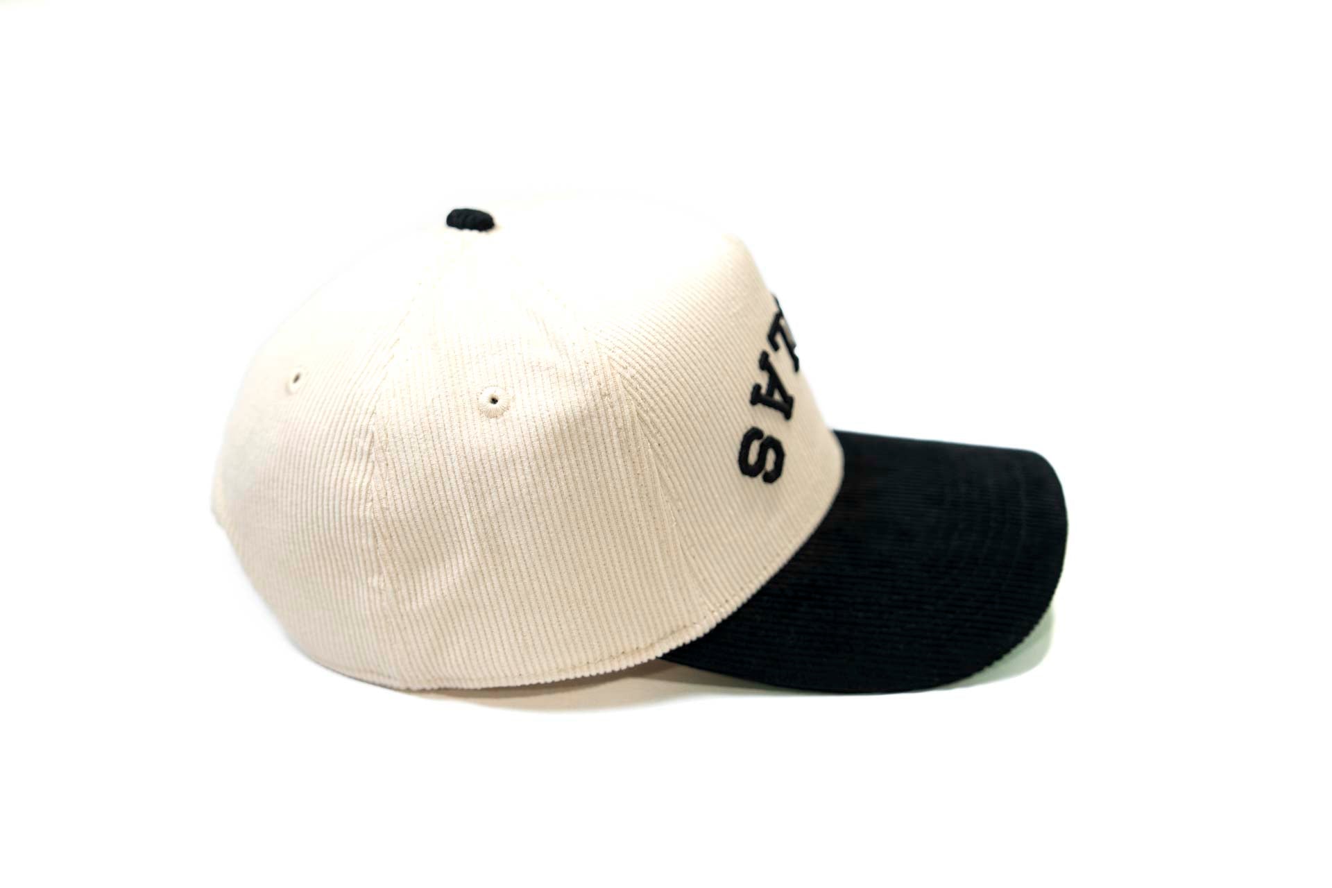 Corduroy USD snapback - BLACK / OFFWHITE