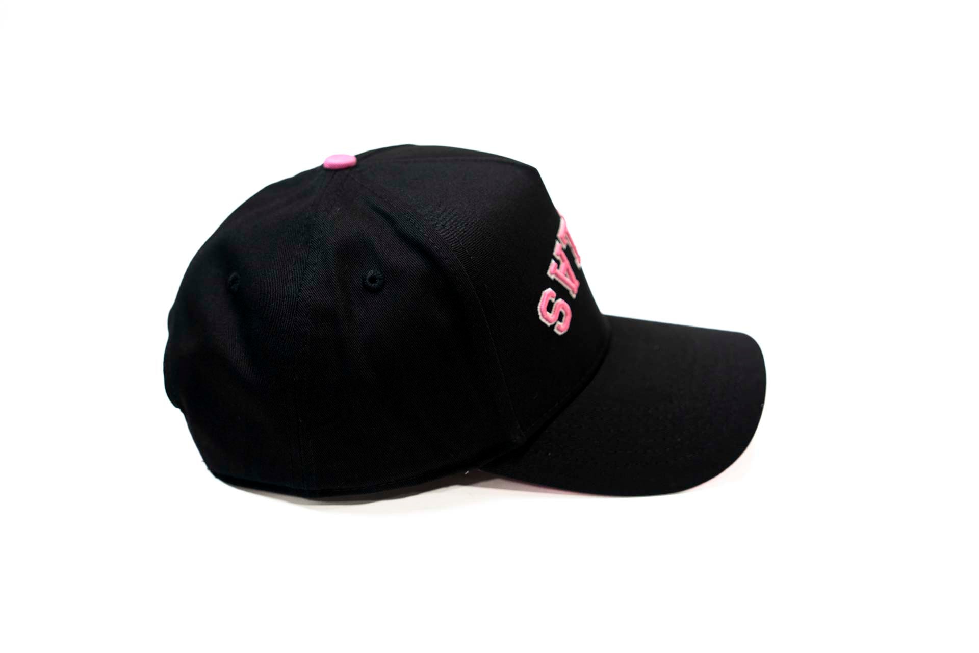 Precurved Dallas snapback - BLACK w/ PINK