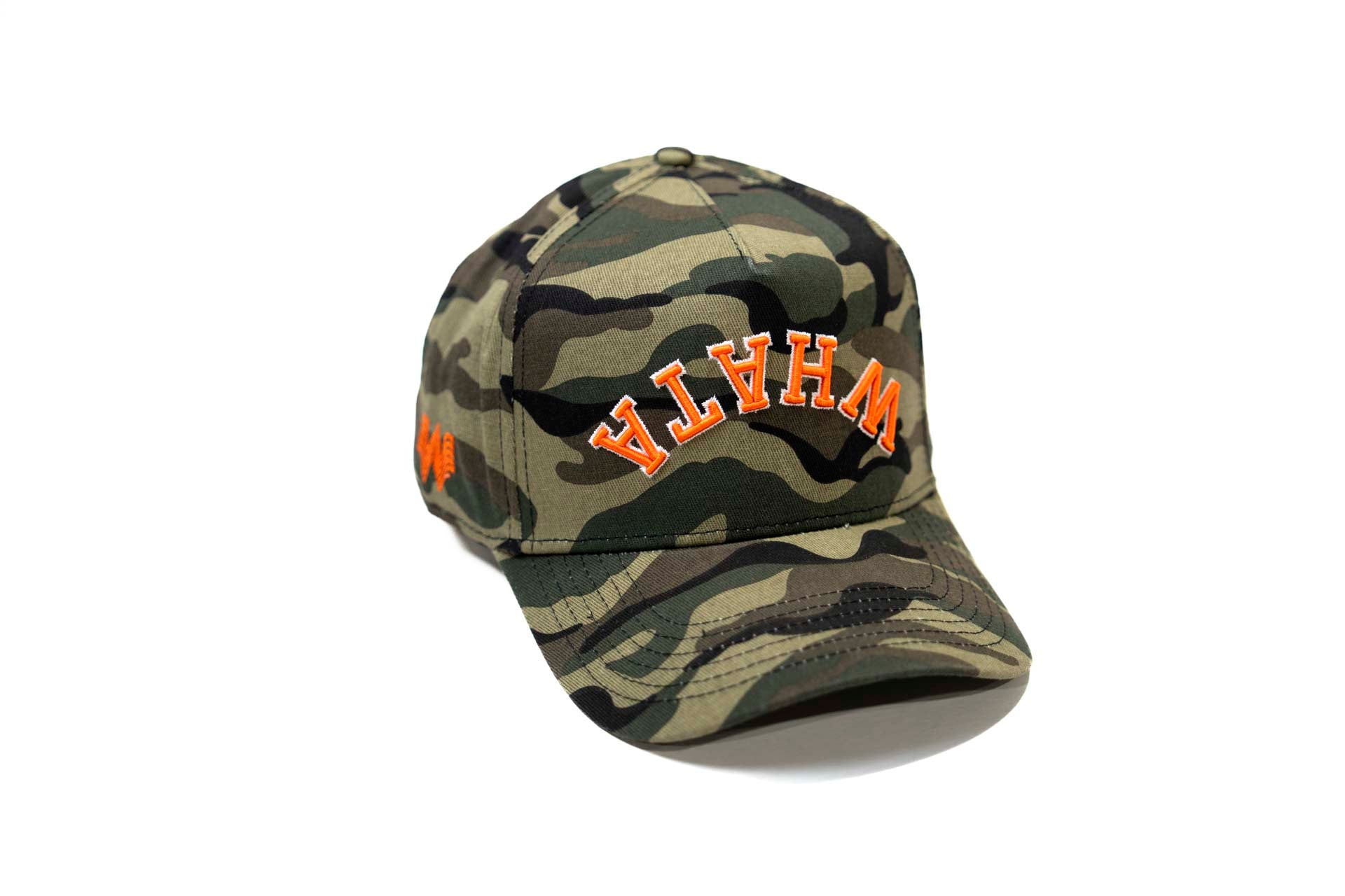 WHATABURGER snapback - CAMO w/ orange