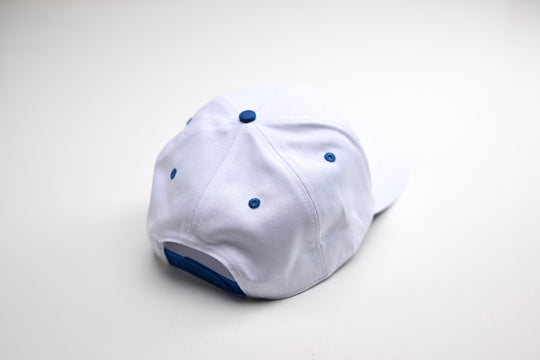 Precurved Dallas snapback - WHITE w/ ROYAL ACCENTS