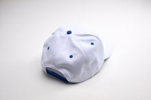 Load image into Gallery viewer, Precurved Dallas snapback - WHITE w/ ROYAL ACCENTS