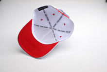 Load image into Gallery viewer, Precurved Dallas snapback - WHITE w/ RED ACCENTS