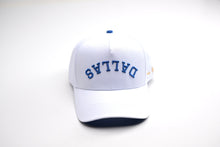 Load image into Gallery viewer, Precurved Dallas snapback - WHITE w/ ROYAL ACCENTS
