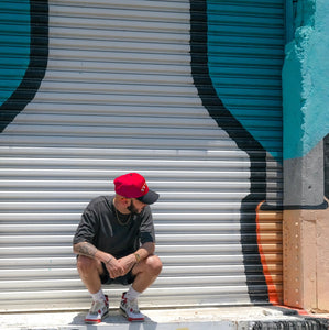 " Cherry " - Precurved Dallas snapback - BLACK / CHERRY
