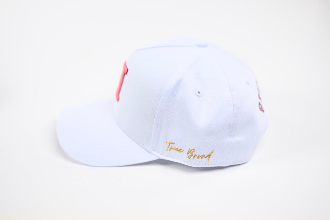 NEON V2 Precurved snapback - WHITE / PINK