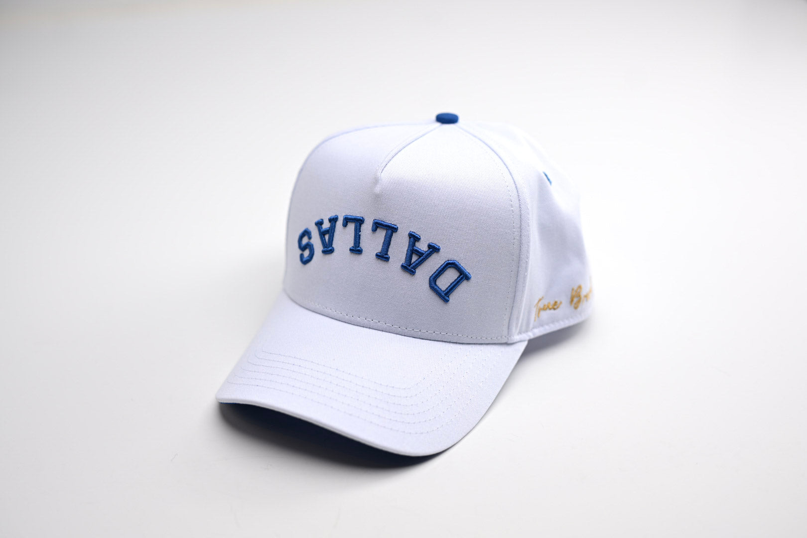 Precurved Dallas snapback - WHITE w/ ROYAL ACCENTS